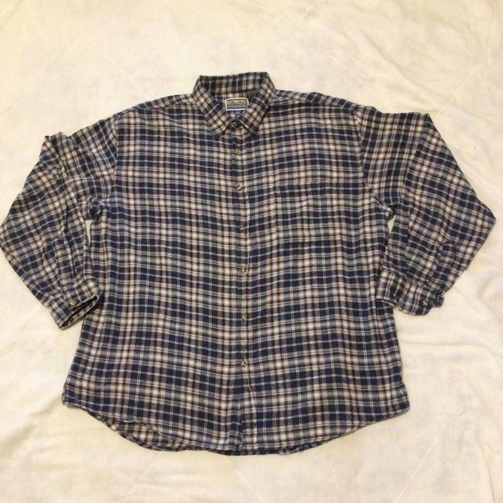 Big Creek Clothing Co Mens 2XL Blue‎ Flannel Plaid Long Sleeve Shirt